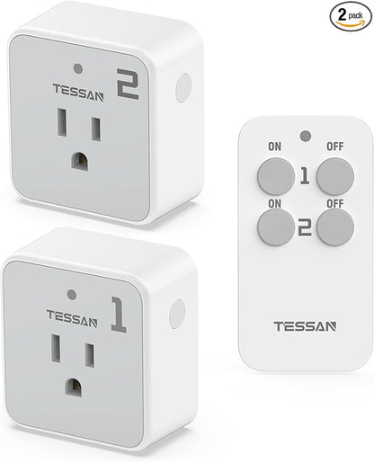 Remote Control Outlet Plug, TESSAN Wireless Light Switch Kit 100ft RF Range by TESSAN