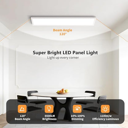 AIKVSXER 4 Pack 1x4 LED Flat Panel Light, 50W 5500LM Surface Mount Ceiling - Image 2