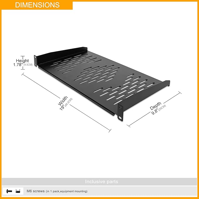 RIVECO 2PCS 1U Rack Shelves, 19” Cabinet Mount 1 U Tray Vented Cantilevers - Image 2