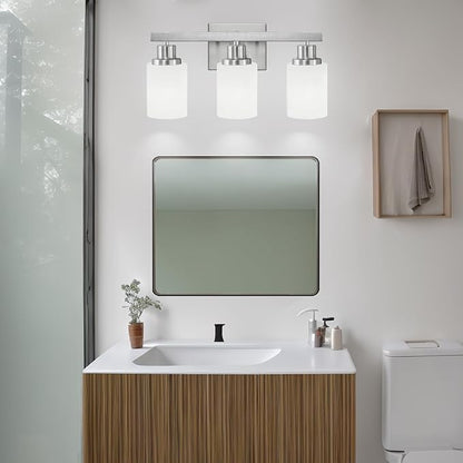 DIKAIDA 3-Light Bathroom Light Fixtures, Nickel Vanity Light, Modern Bathroom - Image 6