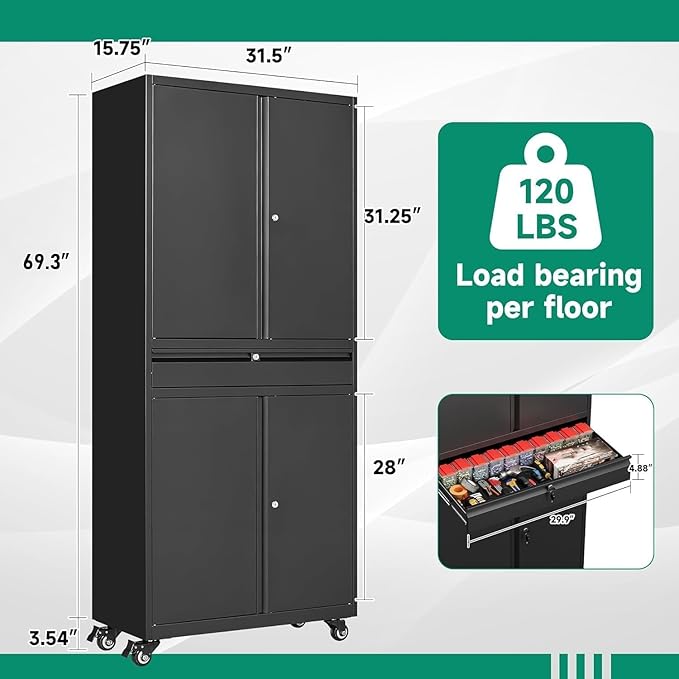 Letaya Metal Garage Storage Cabinet - Image 3