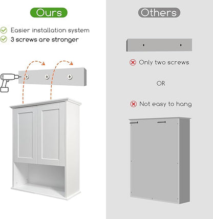 Bathroom Cabinet Wall Mount Buffering Hinge, Large Space Wooden Medicine Cabinet - Image 5