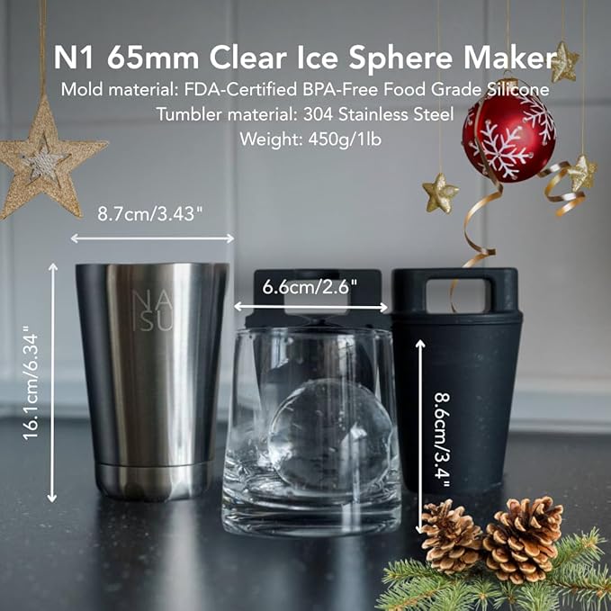 Large 2.56″ Clear Ice Ball Maker NAISU N1 Surgical grade 304 Stainless Steel - Image 2