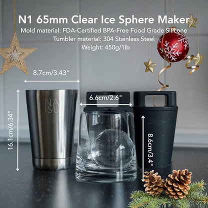 Large 2.56″ Clear Ice Ball Maker NAISU N1 Surgical grade 304 Stainless Steel - Image 2