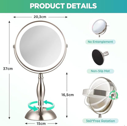 20x Magnifying Mirror with Light, 5000mAh Lighted Makeup Mirror with 3 Color - Image 6