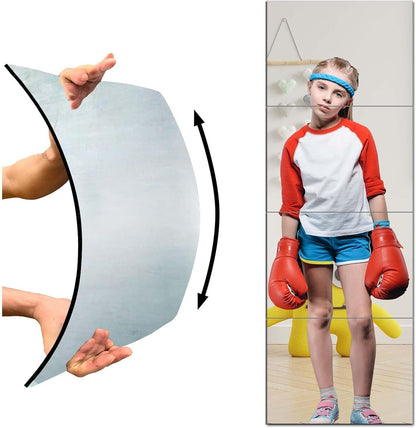 Unbreakable Door Mirror Full Length,Full Body Mirror for Kids, 4PCS x 14 x 14 inch About, Shatterproof Plexiglass Long Mirrors for Bedroom Closet, Children Plastic Mirrors Non Glass Stick on Miroir