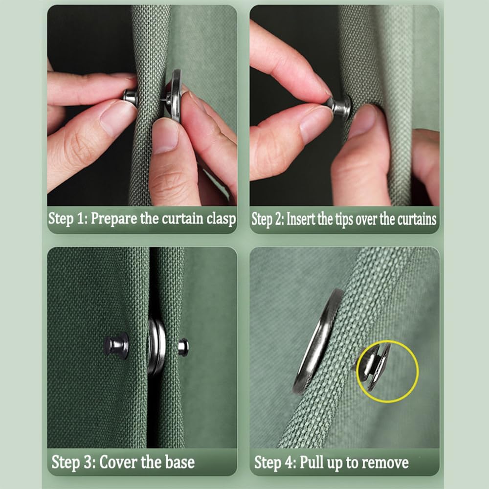 8 Pairs Magnetic Curtain Clips,Double Sided Magnetic Suction Curtain Magnets Closure Prevent Light Leaking Keep Curtain Closed for Home Bedroom Office Curtain Draperies(Sliver)
