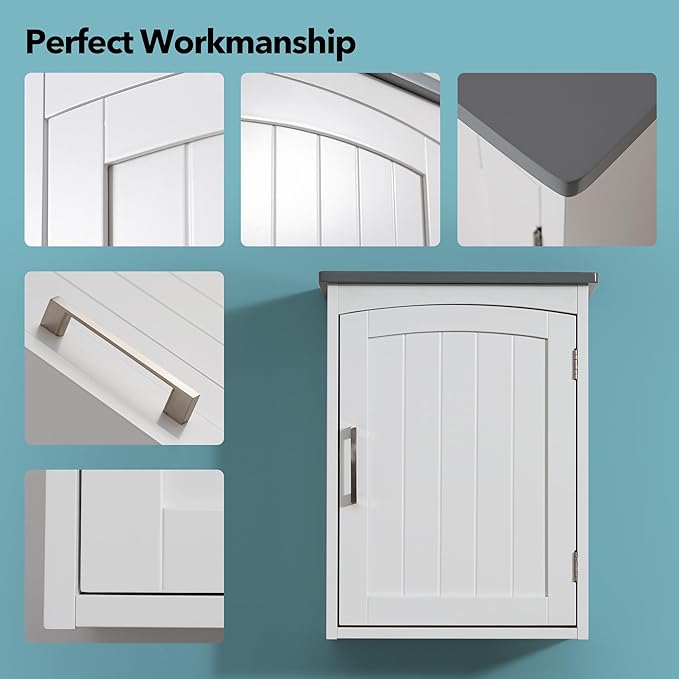 Bathroom Wall Cabinet 15 x 20 Inch Small Wall Cabinets Single Door Over Toilet - Image 4
