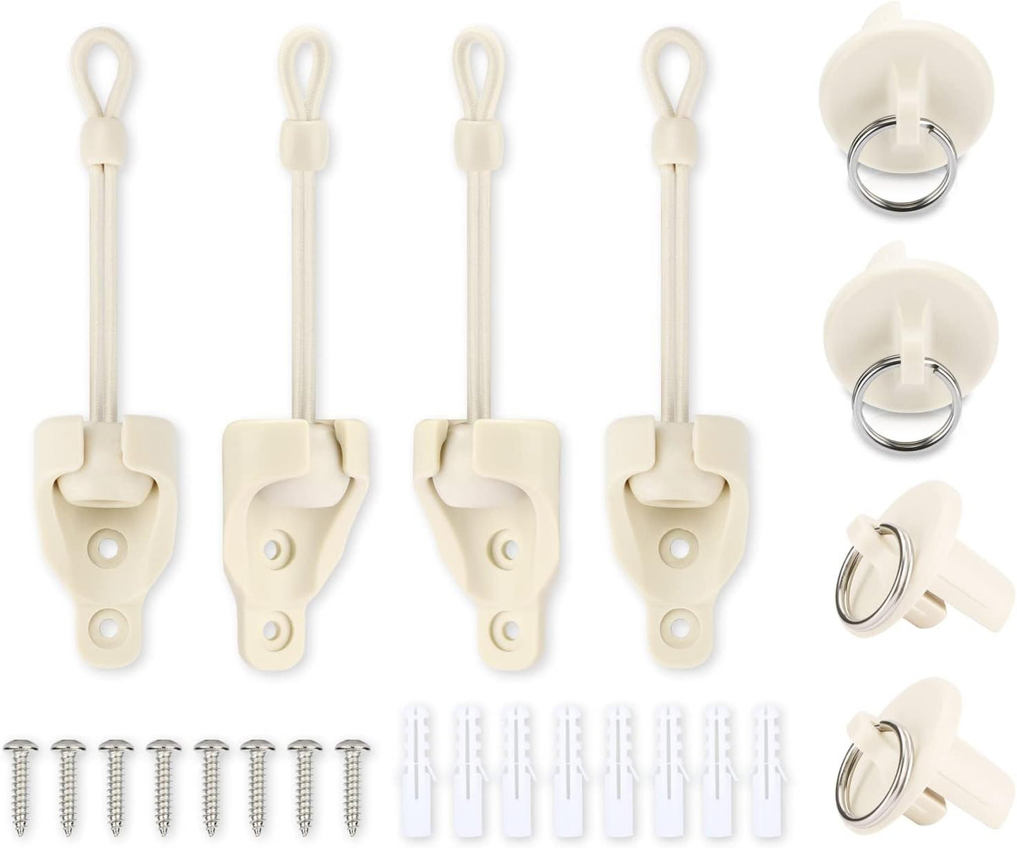 Coolaroo Replacement Parts,Shade Tie Downs,Outdoor Roller Shade Part | Bungee Kit and End Cap,Weather Resistance,for Coolaroo Outdoor Blinds,Sand,2 Set
