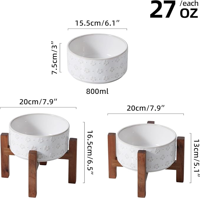 Ceramic 6.1inch Raised Dog and Cat Bowl Set, 2 Heights Elevated - Image 2