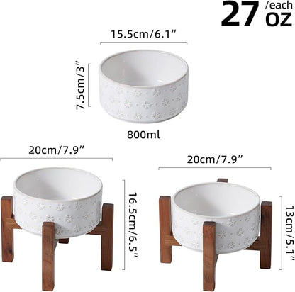 Ceramic 6.1inch Raised Dog and Cat Bowl Set, 2 Heights Elevated - Image 2