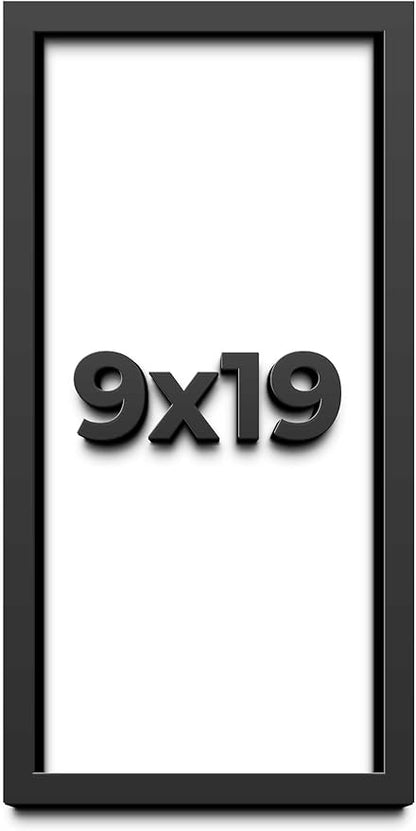 9x19 Shadow Box Frame Black | 1 Inch Deep Solid Wood Shadowbox Display Frame | by CustomPictureFrames