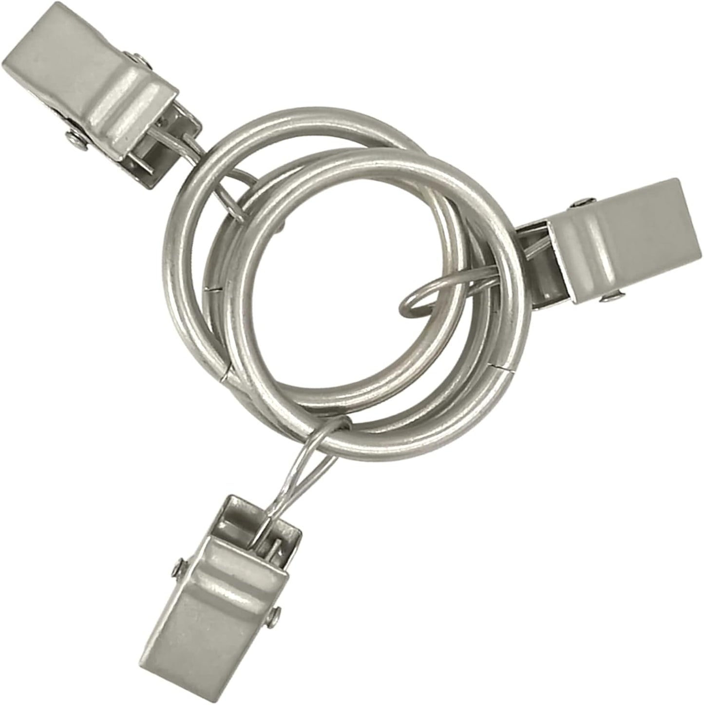 WeeksEight 44 Pack Matte Silver Curtain Rings with Clips, Curtain Hooks Hangers Clip Rings for Hanging Drapes Bows Hat, Drapery Rings 1 in I D, Fits up to 5/8 in Diameter Curtain Rod.