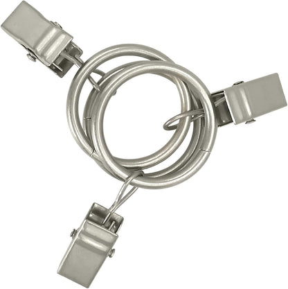 WeeksEight 44 Pack Matte Silver Curtain Rings with Clips, Curtain Hooks Hangers Clip Rings for Hanging Drapes Bows Hat, Drapery Rings 1 in I D, Fits up to 5/8 in Diameter Curtain Rod.