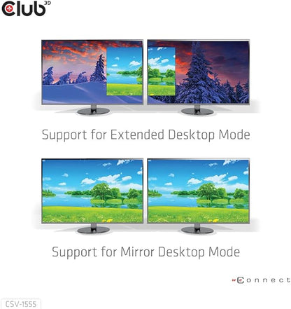 Club 3D CSV-1555 USB3.2 Gen2 Type-C to DisplayPort Dual Monitor 4K60Hz M/F MST - Image 3