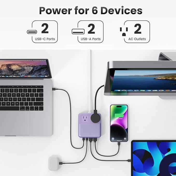 USB C Charger Block, 135W GaN IV Fast Charging Station Hub, 6-in-1 USB C Power - Image 3
