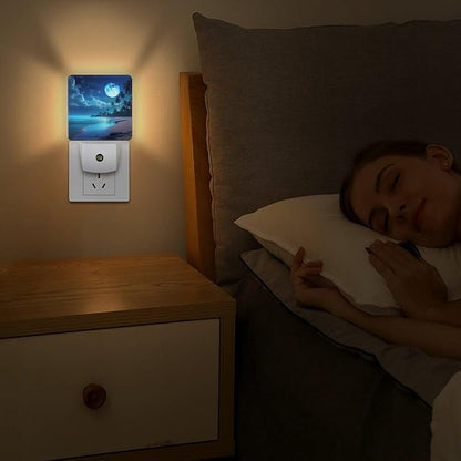YKJAHSD Moon Beach Night Light, Plug into Wall Decor Nightlights - Image 5