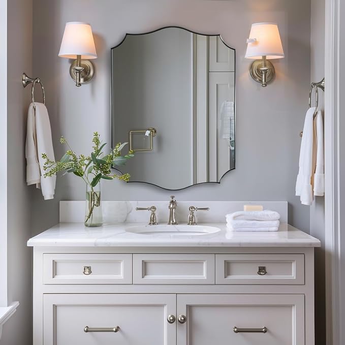 ANDY STAR Chrome Bathroom Mirror, 22x30 Inch Polished Nickel Vanity Mirror by ANDYSTAR