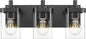 METWET Bathroom Light Fixtures Over Mirror, 3-Light Matte Black Vanity Light by Metwet