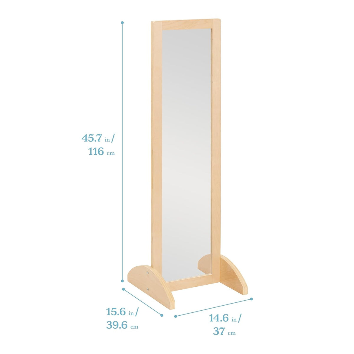 ECR4Kids Double-Sided Wooden Bi-Directional Mirror, Montessori, Natural | Durable birch, GREENGUARD Gold Certified, shatter-resistant mirror, anti-tip feet, vertical & horizontal use, classroom/home