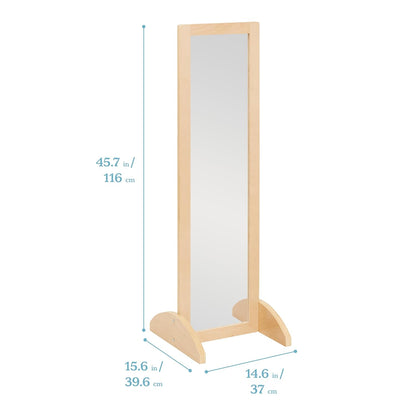 ECR4Kids Double-Sided Wooden Bi-Directional Mirror, Montessori, Natural | Durable birch, GREENGUARD Gold Certified, shatter-resistant mirror, anti-tip feet, vertical & horizontal use, classroom/home