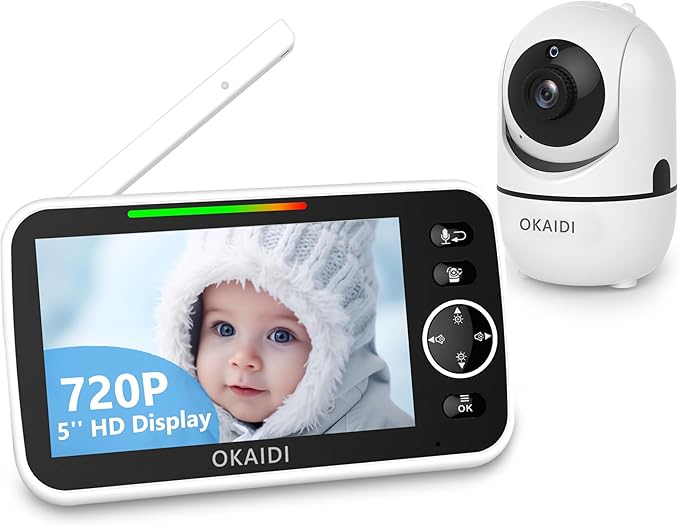 OKAIDI 5" HD Baby Monitor with Camera and Audio, 720P Display, 5000mAh Battery by OKAIDIVideoBabyMonitor