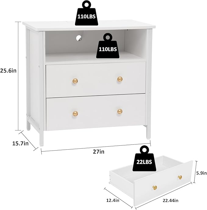 Tykacna 27 Inch Wide Night Stand, Large Wood Night Stand - Image 3