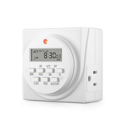 BN-LINK Indoor Digital Timer Outlet, Dual Outlet 7 Day Programmable Light Switch by BN-LINK