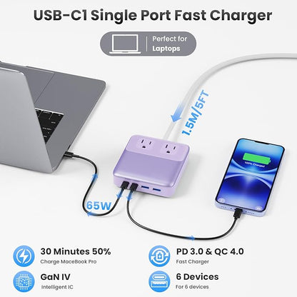 USB C Charger Block, 135W GaN IV Fast Charging Station Hub, 6-in-1 USB C Power - Image 5