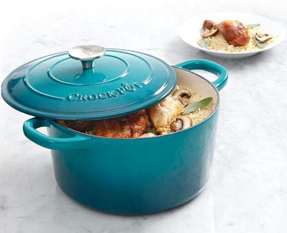 Crock-Pot Artisan 5-Quart Round Enameled Cast Iron Dutch Oven – Teal Ombre - Image 6