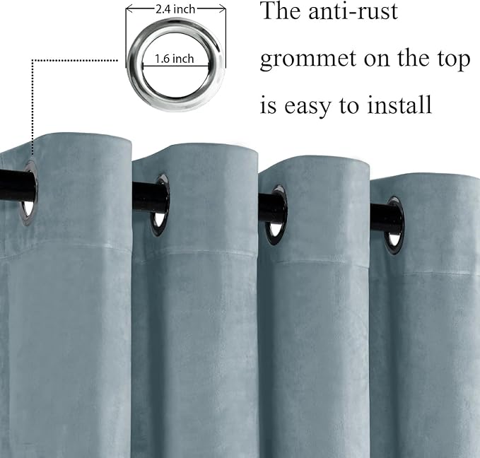 JIUZHEN Stone Blue Velvet Curtains - Image 2