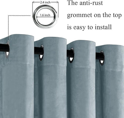 JIUZHEN Soft Velvet Curtains 108 inch, Room Darkening Smooth Hand-Feeling - Image 2