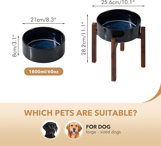 Ceramic 8.2inch Raised Dog Bowl Set, Elevated - Image 2