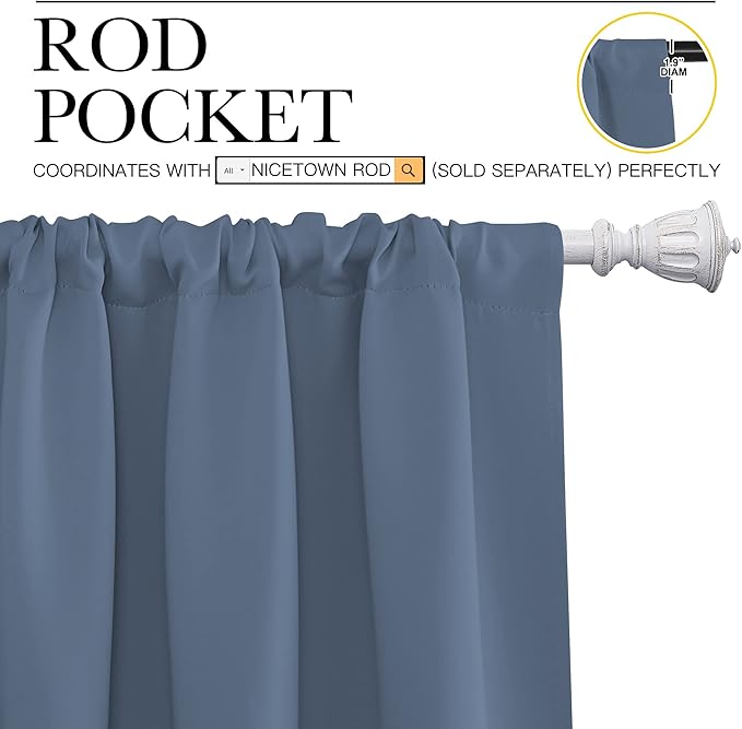 NICETOWN Kitchen Curtains, Short Blackout Curtains & Drapes, Thermal Insulated - Image 3