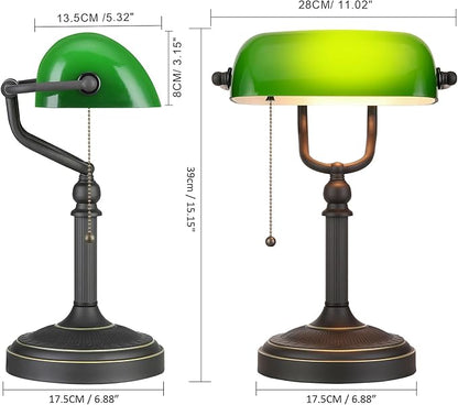 Newrays Antique Green Glass Bankers Desk Lamp - Image 4