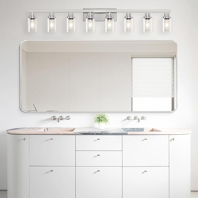 DIKAIDA 52inch Brushed Nickel Vanity Light Fixtures, 8 Light Brushed Nickel - Image 2