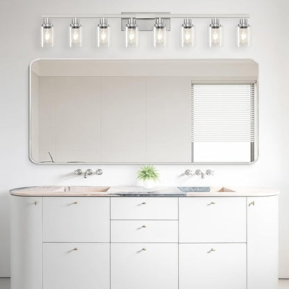 DIKAIDA 52inch Brushed Nickel Vanity Light Fixtures, 8 Light Brushed Nickel - Image 2