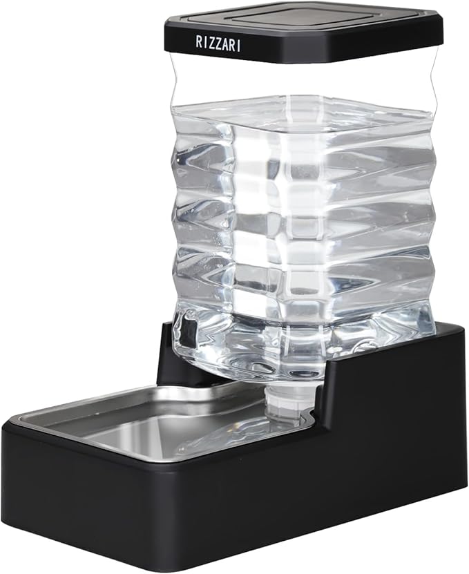 RIZZARI Stainless Steel Pet Water Feeder: 9L Large Gravity Waterer by RIZZARI