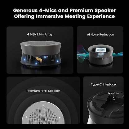NEARITY A11 Conference Speaker and Microphone, 4 Mics USB Speakerphone - Image 4