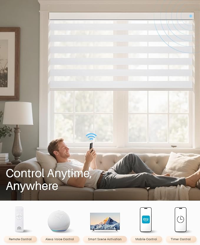 Smart Zebra Blinds for Windows, Alexa Motorized Blinds - Image 4