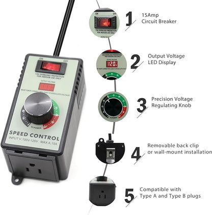 ZOWZEA AC Motor Variable Speed Controller 120V 15A 4000W - Image 4