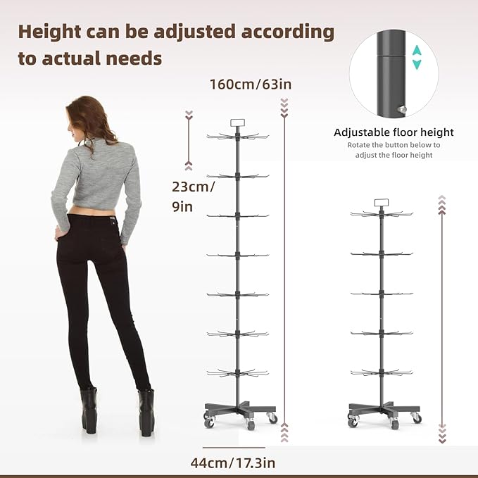 YEOOE Upgraded Retail Display Stand 7 Tier Spinning Display Stand, Movable Shop - Image 2