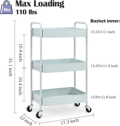 TOOLF 3-Tier Metal Rolling Cart - Image 2