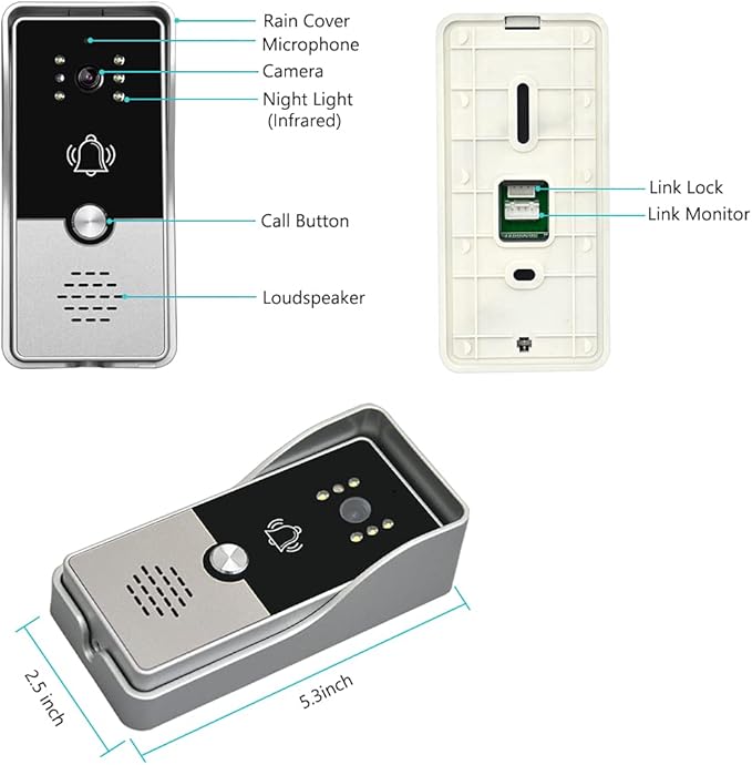 toncont 7 Inches Video Doorbell Intercom System, Video Door Phone System - Image 6