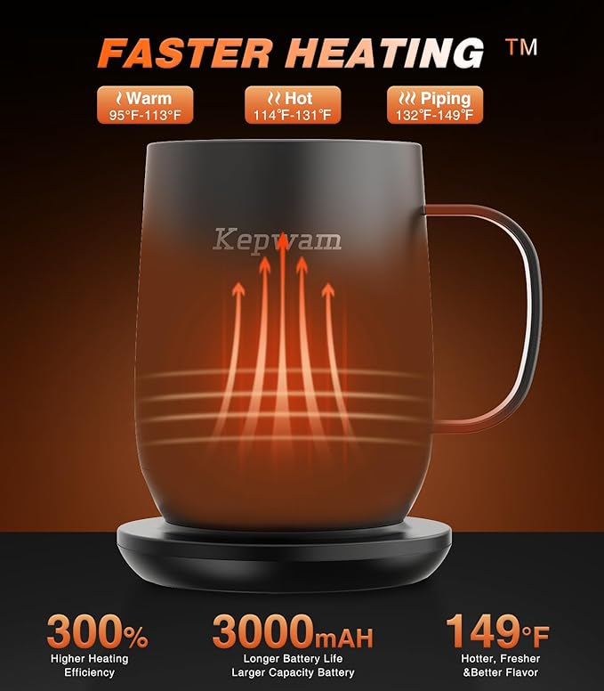 Kepwam Self Heating Coffee Mug T2, 16oz Smart Heated Coffee Mug, 150 Min - Image 2