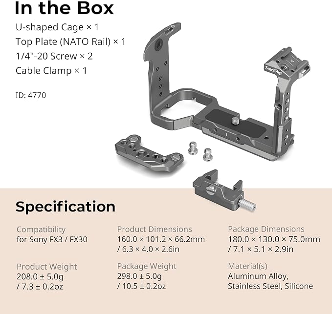 SmallRig FX3 / FX30 HawkLock Quick Release Camera Cage Kit - Image 9