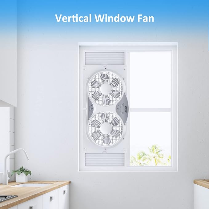 shinic 9" Twin Window Fan with Reversible Airflow, Removable Cover and Bug - Image 7
