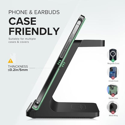 Wireless Charging Station, 3 in 1 Fast Wireless Charger Stand - Image 5
