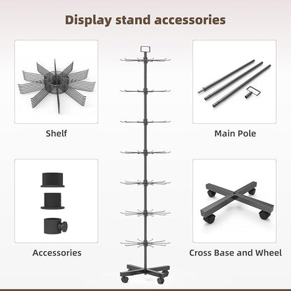 YEOOE Retail Display Racks 7 Tier Spinning Display Stand, Movable Shop Spinner - Image 4