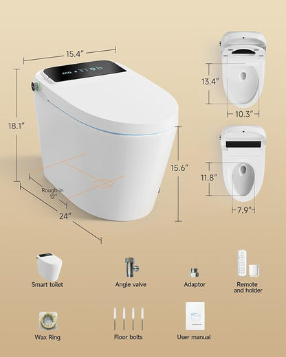WANSID Smart Toilet with Bidet Built-in and Tankless, Auto Open/Close, Heated - Image 8